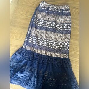 ASOS Navy Peplum Lace Midi Skirt NWOT